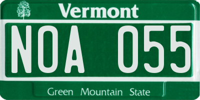 VT license plate NOA055