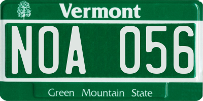 VT license plate NOA056