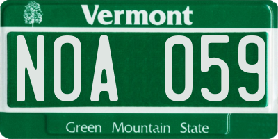 VT license plate NOA059