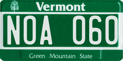 VT license plate NOA060