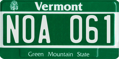 VT license plate NOA061
