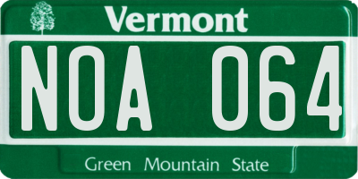 VT license plate NOA064