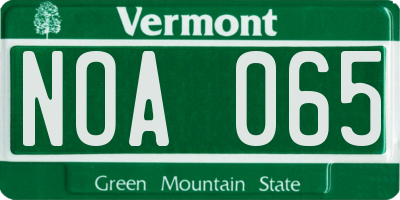 VT license plate NOA065