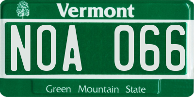 VT license plate NOA066