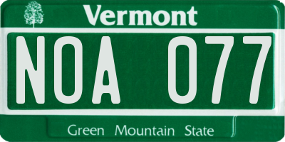 VT license plate NOA077
