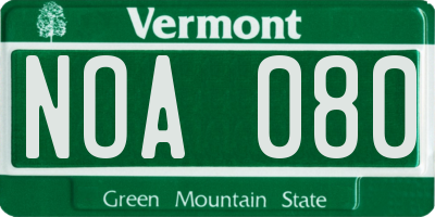 VT license plate NOA080