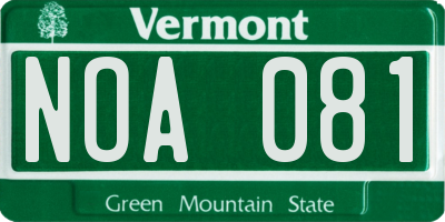 VT license plate NOA081