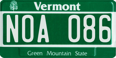 VT license plate NOA086