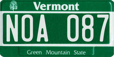 VT license plate NOA087