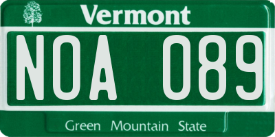 VT license plate NOA089