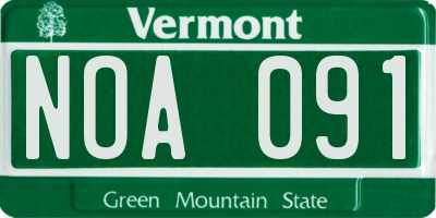 VT license plate NOA091