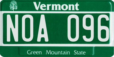VT license plate NOA096