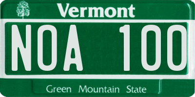 VT license plate NOA100