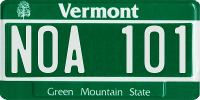 VT license plate NOA101