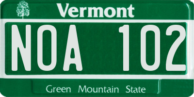 VT license plate NOA102