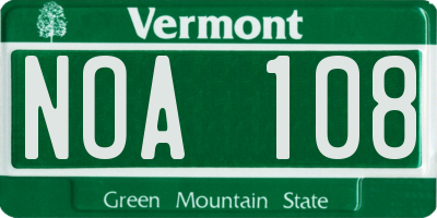 VT license plate NOA108