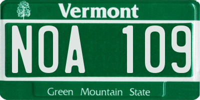 VT license plate NOA109