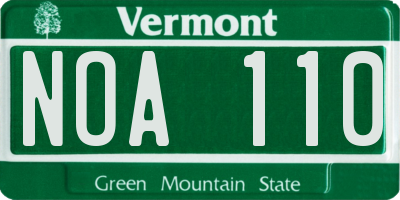 VT license plate NOA110