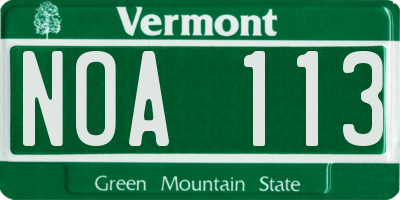 VT license plate NOA113