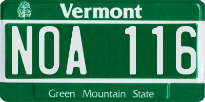 VT license plate NOA116