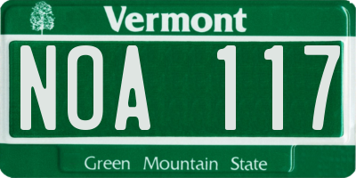 VT license plate NOA117
