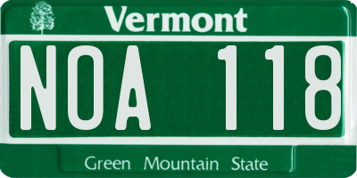 VT license plate NOA118
