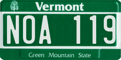 VT license plate NOA119