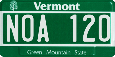 VT license plate NOA120