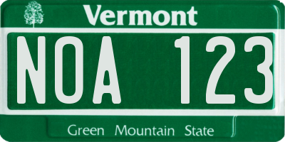 VT license plate NOA123