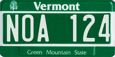 VT license plate NOA124