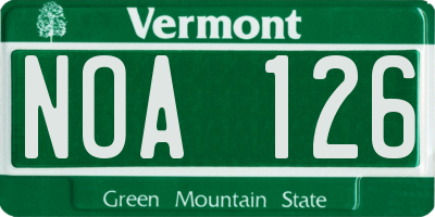 VT license plate NOA126