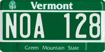 VT license plate NOA128
