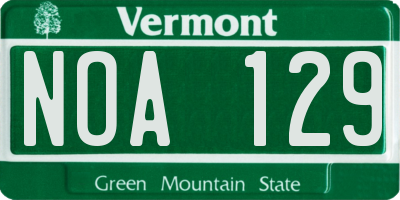 VT license plate NOA129
