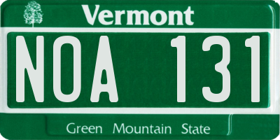 VT license plate NOA131