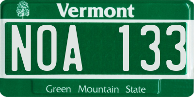 VT license plate NOA133