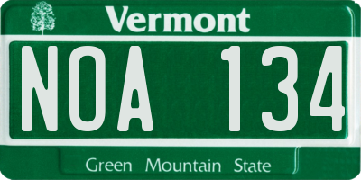 VT license plate NOA134