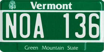 VT license plate NOA136