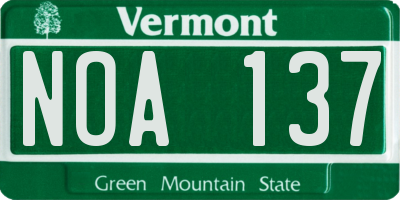 VT license plate NOA137