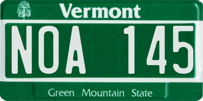 VT license plate NOA145