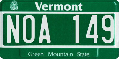 VT license plate NOA149