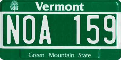 VT license plate NOA159