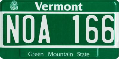VT license plate NOA166