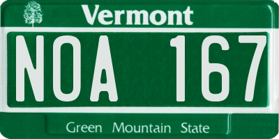 VT license plate NOA167
