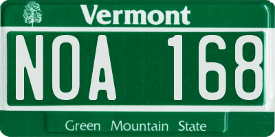 VT license plate NOA168