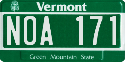 VT license plate NOA171
