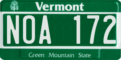VT license plate NOA172