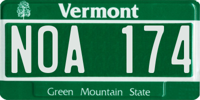 VT license plate NOA174