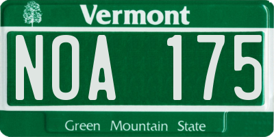 VT license plate NOA175