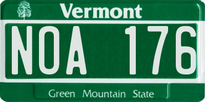 VT license plate NOA176