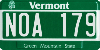 VT license plate NOA179